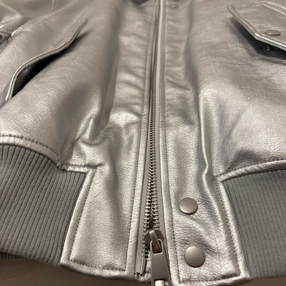 Zara Metallic Faux Leather Jacket - Picture 8 of 8